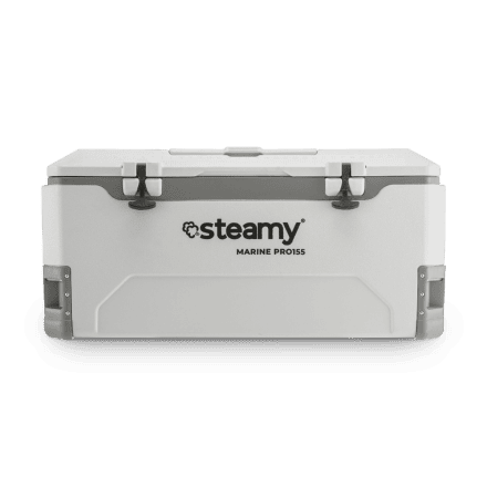 Steamy Marine Pro 155 (155 Liter) Kühlbox Weiß + 2x Kühlelement XXL mit großem Rabatt